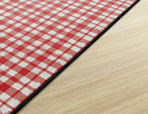 Flagship Carpets Watercolor Gingham Pattern Area Rug for Childrens Classroom, Playroom Mat, Living Room or Kids Bedroom Carpet, 4' x 6', Red|B08KFQ3B2C