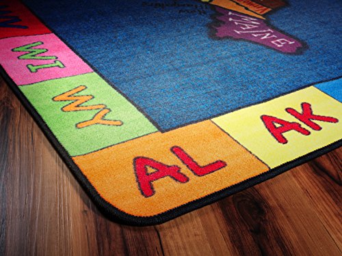 Flagship Carpets My America Doodle Map Children's Educational Area Rug for Libraries, Kids Classroom Carpet, and Learning Centers, 7'6" x 12'|B01FLNSDK4