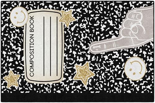 Flagship Carpets Composition Book with Apple Children's Classroom Décor Area Rug for Schools, Durable and Fun for Learning Centers, Daycares and Preschools, 5' X 7'6"|B0FLNC2ZD5