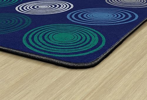 Flagship Carpets Circles Abstract Educational Area Rug for Kids Room Seating Décor, Children's Classroom, Play Carpet for Teaching and Playroom, Seats 20, 6' x 8'4", Cool Blue|B0CFS228ZR