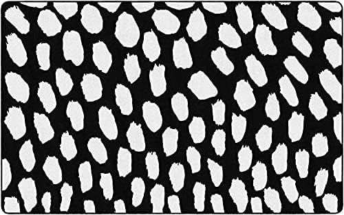 Flagship Carpets White on Black Safari Dot Classroom Area Rug for Indoor Classroom Learning or Kid Bedroom Educational Play Mat, 5'x7'6"|B099CFH6S6