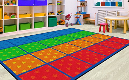 Flagship Carpets Star Seating Rows Multicolor Educational Rug for Kids Room or Playroom Mat, Home Learning Area or Classroom Carpet, (Seats 24), 7'6"x12', Stars Seating|B07DJ2C2CP