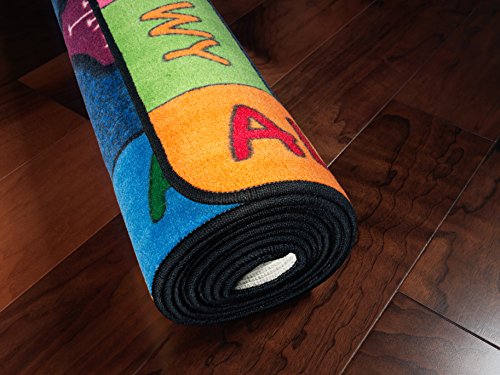 Flagship Carpets My America Doodle Map Children's Educational Area Rug for Libraries, Kids Classroom Carpet, and Learning Centers, 7'6" x 12'|B01FLNSDK4