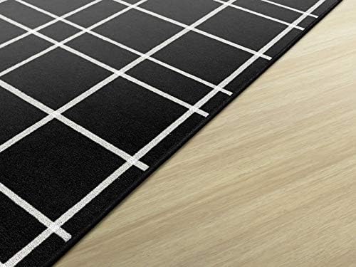 Flagship Carpets Check Pattern Area Rug for Childrens Classroom, Kids Playroom, Living Room or Bedroom Carpet and Kitchen Rug, 6' x 8'4", Black|B08KGW844G