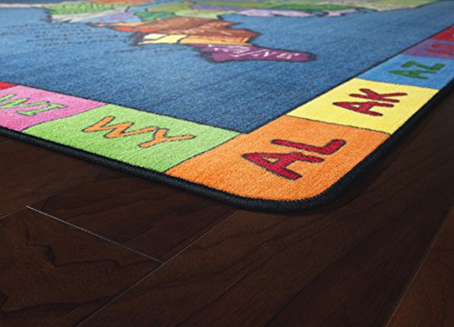 Flagship Carpets My America Doodle Map Children's Educational Area Rug for Libraries, Kids Classroom Carpet, and Learning Centers, 7'6" x 12'|B01FLNSDK4