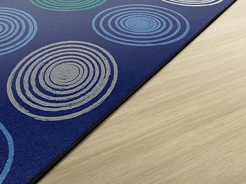 Flagship Carpets Circles Abstract Educational Area Rug for Kids Room Seating Décor, Children's Classroom, Play Carpet for Teaching and Playroom, Seats 20, 6' x 8'4", Cool Blue|B0CFS228ZR