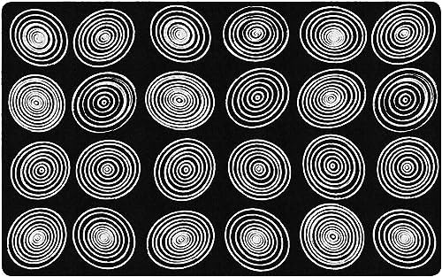 Flagship Carpets Circles Abstract Educational Area Rug for Kids Room Seating Décor, Children's Classroom, Play Carpet for Teaching and Playroom, Seats 20, 6' x 8'4", Cool Blue|B0CFS228ZR