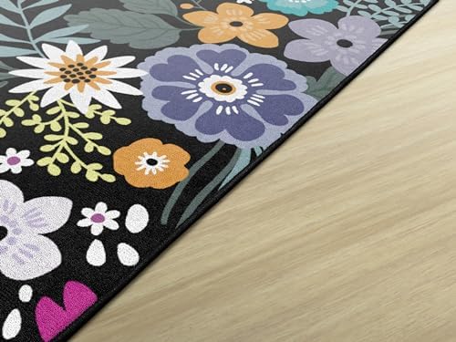 Flagship Carpets Wildflower Educational Area Rug for Kids Room Seating Décor, Children's Classroom, Play Carpet for Teaching and Playroom, 7'6" x 12', Black & Multi|B0CHTKYV2S