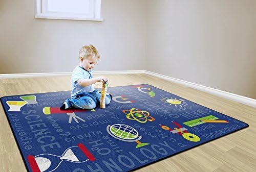 Flagship Carpets STEM Science Educational Area Rug for Children's Classroom or Kids Room, Playroom Carpet or Home Learning Mat, 6' x 8'4", Blue|B07DJ5KDDZ