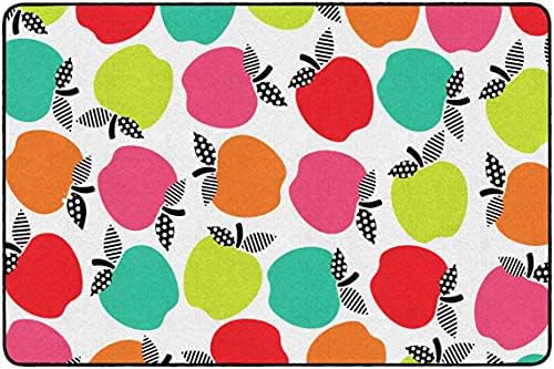 Flagship Carpets Black White and Stylish Brights All Over Apples Classroom Area Rug for Indoor Classroom Learning or Kid Bedroom Educational Play Mat, 5'x7'6"|B099CML13W