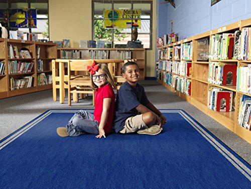 Flagship Carpets Double Border Area Rug for Classroom or Office Rug, Kids Bedroom or Playroom Carpet, and Living Room Mat, 7'6" x 12', Blue Light Border|B07DJ219LJ