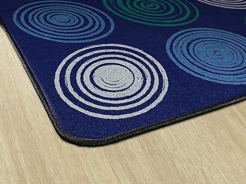 Flagship Carpets Circles Abstract Educational Area Rug for Kids Room Seating Décor, Children's Classroom, Play Carpet for Teaching and Playroom, Seats 20, 6' x 8'4", Cool Blue|B0CFS228ZR