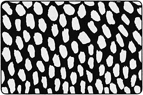 Flagship Carpets White on Black Safari Dot Classroom Area Rug for Indoor Classroom Learning or Kid Bedroom Educational Play Mat, 5'x7'6"|B099CFH6S6