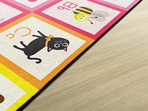 Flagship Carpets Rainbow Alphabet Criss Cross Applesauce Solid Classroom Area Rug for Indoor Classroom Learning or Kid Bedroom Educational Play Mat, 7'6"x12', Multi|B099CMC1LD