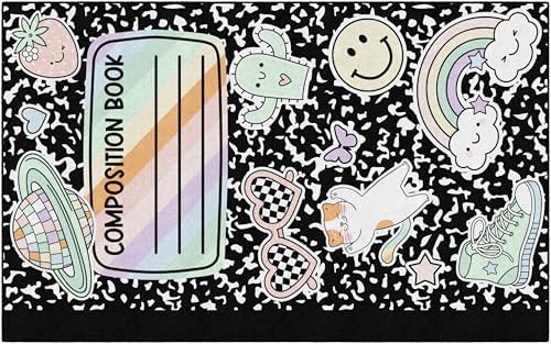 Flagship Carpets Composition Book with Apple Children's Classroom Décor Area Rug for Schools, Durable and Fun for Learning Centers, Daycares and Preschools, 5' X 7'6"|B0FLNC2ZD5