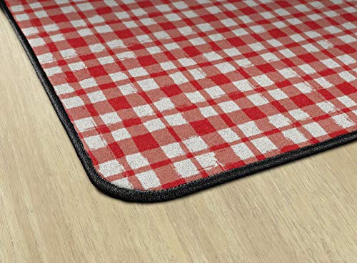 Flagship Carpets Watercolor Gingham Pattern Area Rug for Childrens Classroom, Playroom Mat, Living Room or Kids Bedroom Carpet, 4' x 6', Red|B08KFQ3B2C