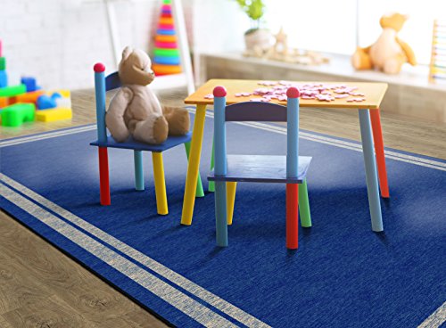 Flagship Carpets Double Border Area Rug for Classroom or Office Rug, Kids Bedroom or Playroom Carpet, and Living Room Mat, 7'6" x 12', Blue Light Border|B07DJ219LJ