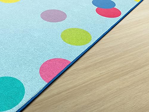Flagship Carpets Just Teach Rainbow Polka Dots Classroom Area Rug for Indoor Classroom Learning or Kid Bedroom Educational Play Mat, 7'6"x12', Blue|B099CCP78P