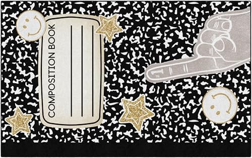 Flagship Carpets Composition Book with Apple Children's Classroom Décor Area Rug for Schools, Durable and Fun for Learning Centers, Daycares and Preschools, 5' X 7'6"|B0FLNC2ZD5