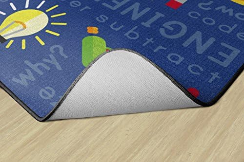 Flagship Carpets STEM Science Educational Area Rug for Children's Classroom or Kids Room, Playroom Carpet or Home Learning Mat, 6' x 8'4", Blue|B07DJ5KDDZ