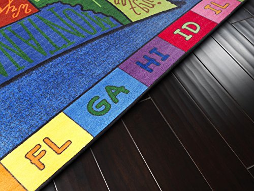 Flagship Carpets My America Doodle Map Children's Educational Area Rug for Libraries, Kids Classroom Carpet, and Learning Centers, 7'6" x 12'|B01FLNSDK4
