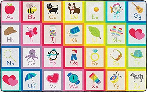 Flagship Carpets Rainbow Alphabet Criss Cross Applesauce Solid Classroom Area Rug for Indoor Classroom Learning or Kid Bedroom Educational Play Mat, 7'6"x12', Multi|B099CMC1LD