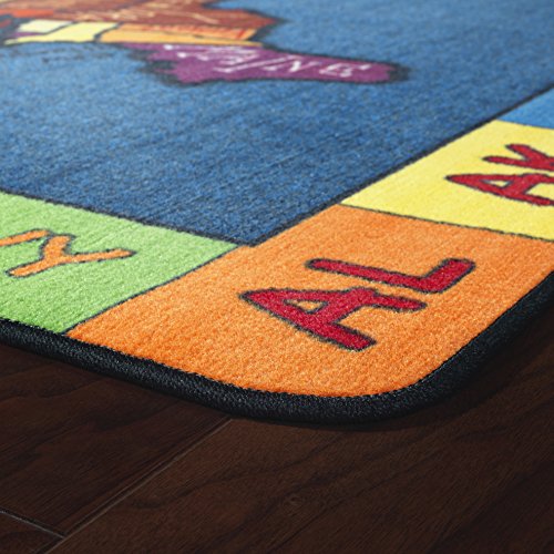 Flagship Carpets My America Doodle Map Children's Educational Area Rug for Libraries, Kids Classroom Carpet, and Learning Centers, 7'6" x 12'|B01FLNSDK4