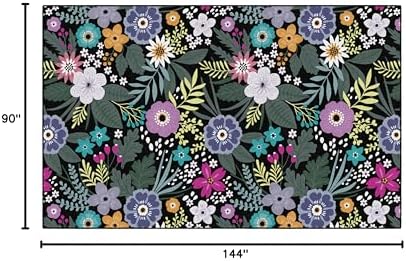 Flagship Carpets Wildflower Educational Area Rug for Kids Room Seating Décor, Children's Classroom, Play Carpet for Teaching and Playroom, 7'6" x 12', Black & Multi|B0CHTKYV2S