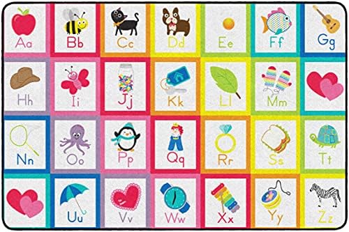 Flagship Carpets Rainbow Alphabet Criss Cross Applesauce Solid Classroom Area Rug for Indoor Classroom Learning or Kid Bedroom Educational Play Mat, 7'6"x12', Multi|B099CMC1LD