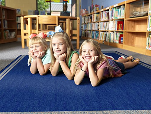 Flagship Carpets Double Border Area Rug for Classroom or Office Rug, Kids Bedroom or Playroom Carpet, and Living Room Mat, 7'6" x 12', Blue Light Border|B07DJ219LJ