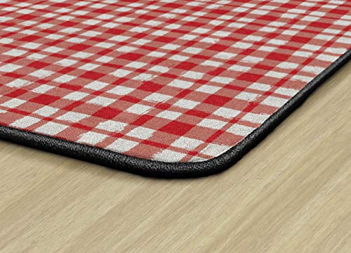 Flagship Carpets Watercolor Gingham Pattern Area Rug for Childrens Classroom, Playroom Mat, Living Room or Kids Bedroom Carpet, 4' x 6', Red|B08KFQ3B2C
