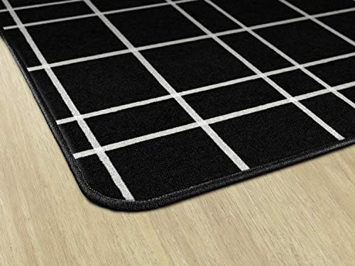 Flagship Carpets Check Pattern Area Rug for Childrens Classroom, Kids Playroom, Living Room or Bedroom Carpet and Kitchen Rug, 6' x 8'4", Black|B08KGW844G