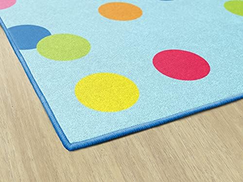 Flagship Carpets Just Teach Rainbow Polka Dots Classroom Area Rug for Indoor Classroom Learning or Kid Bedroom Educational Play Mat, 7'6"x12', Blue|B099CCP78P
