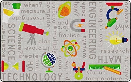 Flagship Carpets STEM Science Educational Area Rug for Children's Classroom or Kids Room, Playroom Carpet or Home Learning Mat, 6' x 8'4", Blue|B07DJ5KDDZ