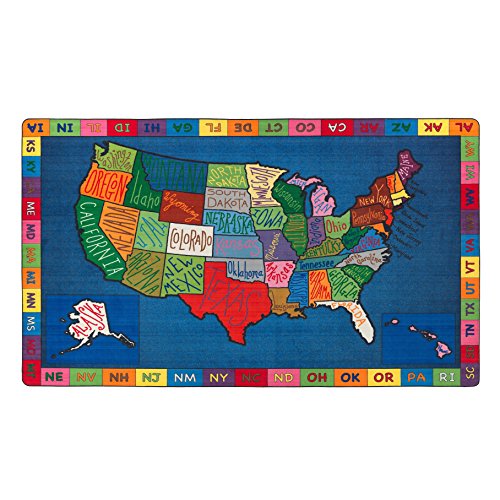 Flagship Carpets My America Doodle Map Children's Educational Area Rug for Libraries, Kids Classroom Carpet, and Learning Centers, 7'6" x 12'|B01FLNSDK4