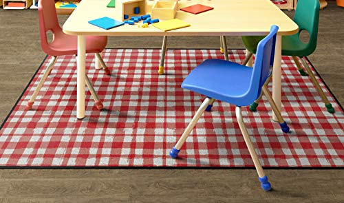 Flagship Carpets Watercolor Gingham Pattern Area Rug for Childrens Classroom, Playroom Mat, Living Room or Kids Bedroom Carpet, 4' x 6', Red|B08KFQ3B2C