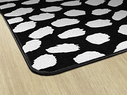 Flagship Carpets White on Black Safari Dot Classroom Area Rug for Indoor Classroom Learning or Kid Bedroom Educational Play Mat, 5'x7'6"|B099CFH6S6