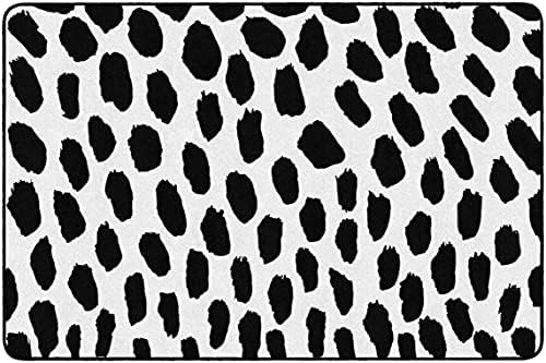 Flagship Carpets White on Black Safari Dot Classroom Area Rug for Indoor Classroom Learning or Kid Bedroom Educational Play Mat, 5'x7'6"|B099CFH6S6