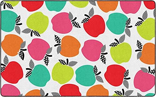 Flagship Carpets Black White and Stylish Brights All Over Apples Classroom Area Rug for Indoor Classroom Learning or Kid Bedroom Educational Play Mat, 5'x7'6"|B099CML13W