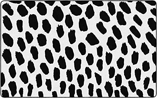 Flagship Carpets White on Black Safari Dot Classroom Area Rug for Indoor Classroom Learning or Kid Bedroom Educational Play Mat, 5'x7'6"|B099CFH6S6