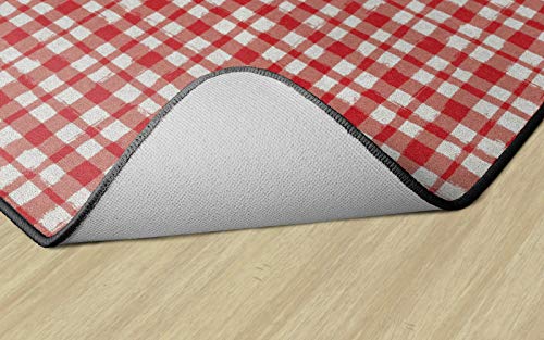 Flagship Carpets Watercolor Gingham Pattern Area Rug for Childrens Classroom, Playroom Mat, Living Room or Kids Bedroom Carpet, 4' x 6', Red|B08KFQ3B2C