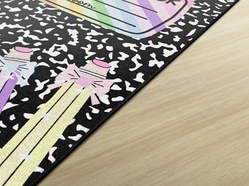 Flagship Carpets Composition Book with Apple Children's Classroom Décor Area Rug for Schools, Durable and Fun for Learning Centers, Daycares and Preschools, 5' X 7'6"|B0FLNC2ZD5