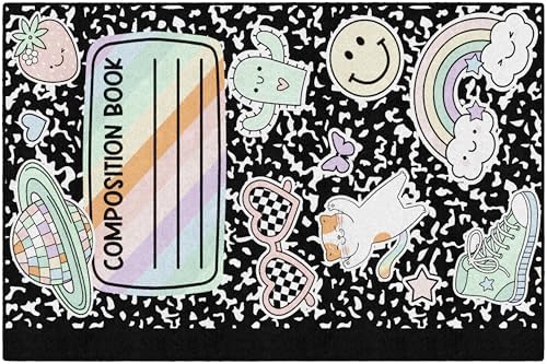 Flagship Carpets Composition Book with Apple Children's Classroom Décor Area Rug for Schools, Durable and Fun for Learning Centers, Daycares and Preschools, 5' X 7'6"|B0FLNC2ZD5