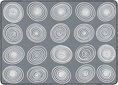 Flagship Carpets Circles Abstract Educational Area Rug for Kids Room Seating Décor, Children's Classroom, Play Carpet for Teaching and Playroom, Seats 20, 6' x 8'4", Cool Blue|B0CFS228ZR