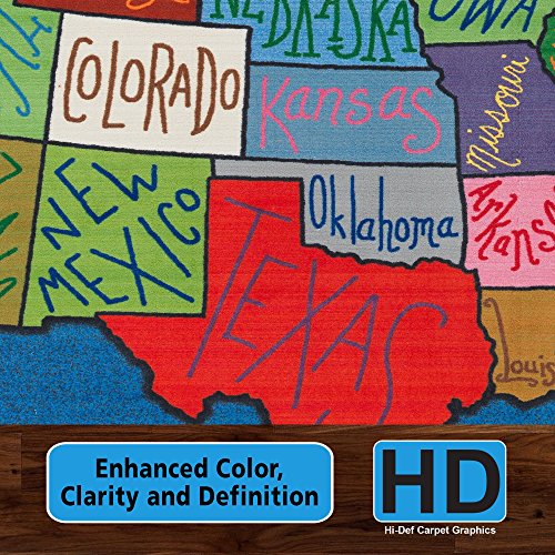 Flagship Carpets My America Doodle Map Children's Educational Area Rug for Libraries, Kids Classroom Carpet, and Learning Centers, 7'6" x 12'|B01FLNSDK4
