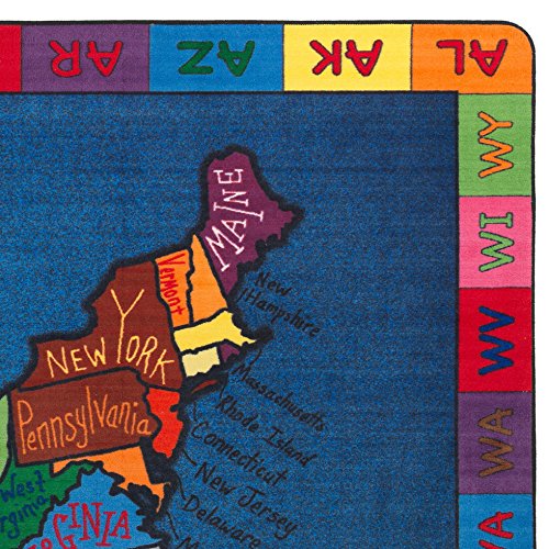 Flagship Carpets My America Doodle Map Children's Educational Area Rug for Libraries, Kids Classroom Carpet, and Learning Centers, 7'6" x 12'|B01FLNSDK4
