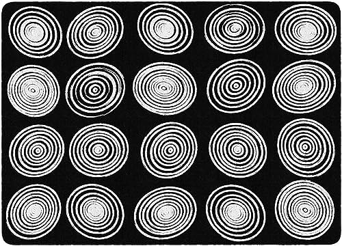 Flagship Carpets Circles Abstract Educational Area Rug for Kids Room Seating Décor, Children's Classroom, Play Carpet for Teaching and Playroom, Seats 20, 6' x 8'4", Cool Blue|B0CFS228ZR