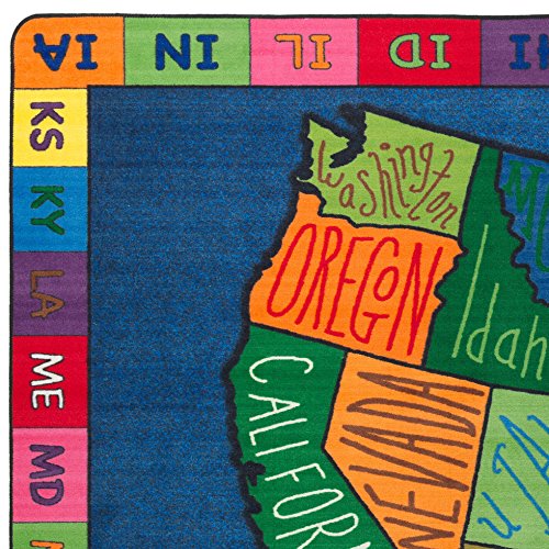 Flagship Carpets My America Doodle Map Children's Educational Area Rug for Libraries, Kids Classroom Carpet, and Learning Centers, 7'6" x 12'|B01FLNSDK4