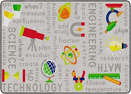 Flagship Carpets STEM Science Educational Area Rug for Children's Classroom or Kids Room, Playroom Carpet or Home Learning Mat, 6' x 8'4", Blue|B07DJ5KDDZ