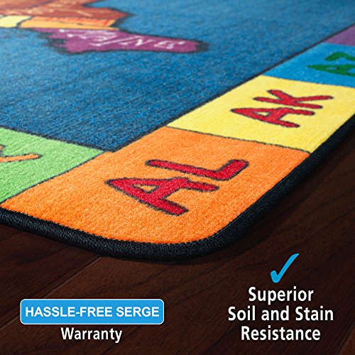 Flagship Carpets My America Doodle Map Children's Educational Area Rug for Libraries, Kids Classroom Carpet, and Learning Centers, 7'6" x 12'|B01FLNSDK4